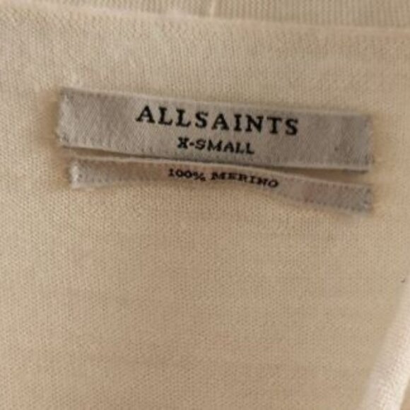 AllSaints Drina Ribbed Asymmetrical Zipper Shoulder Merino Wool Cardigan Size XS - Picture 8 of 8